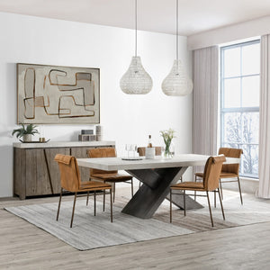 Classic Home Durant 84" Dining Table in Antique White with Distressed Gray Accents for Rustic Farmhouse Charm 51030906