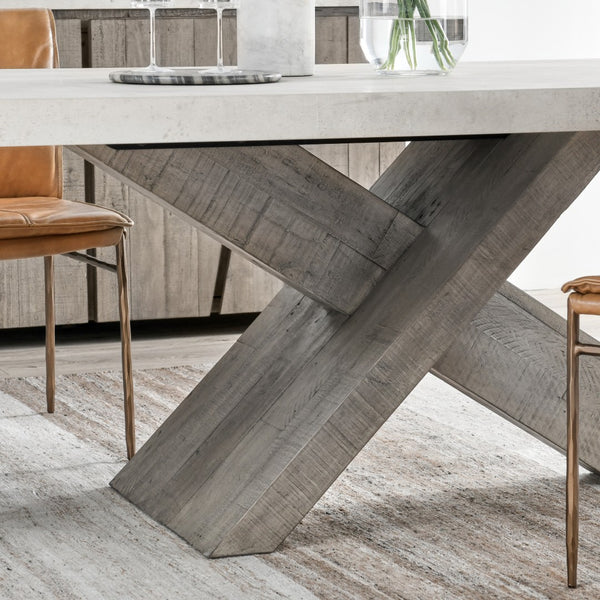 Classic Home Durant 84" Dining Table in Antique White with Distressed Gray Accents for Rustic Farmhouse Charm 51030906