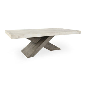 Classic Home Durant 54" Farmhouse Coffee Table with Antique White Base and Distressed Brown Top for Living Room 51030948