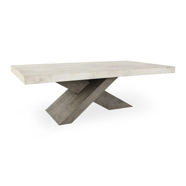 Classic Home Durant 54" Farmhouse Coffee Table with Antique White Base and Distressed Brown Top for Living Room 51030948