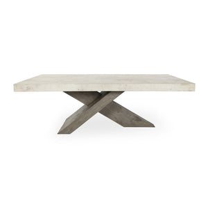 Classic Home Durant 54" Farmhouse Coffee Table with Antique White Base and Distressed Brown Top for Living Room 51030948
