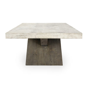 Classic Home Durant 54" Farmhouse Coffee Table with Antique White Base and Distressed Brown Top for Living Room 51030948