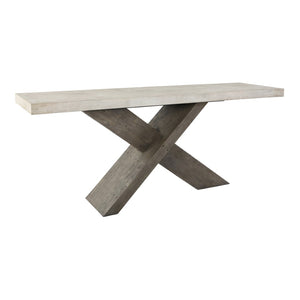 Classic Home Durant 72" Console Table with Rustic Antique White Finish and Distressed Brown Top for Elegance 51030949