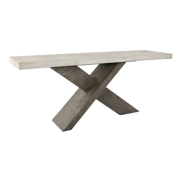 Classic Home Durant 72" Console Table with Rustic Antique White Finish and Distressed Brown Top for Elegance 51030949