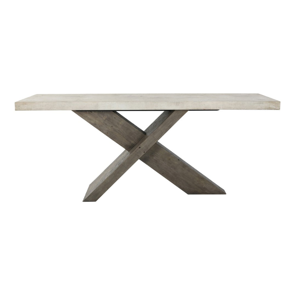 Classic Home Durant 72" Console Table with Rustic Antique White Finish and Distressed Brown Top for Elegance 51030949