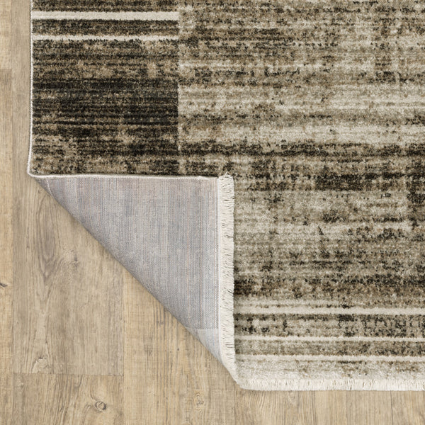 Homeroots 8' Beige And Charcoal Geometric Power Loom Runner Rug Beige,Charcoal Other Material 510309