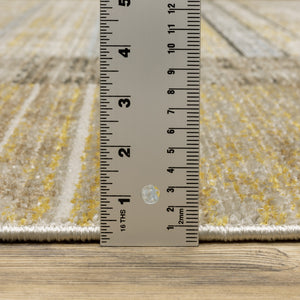 Homeroots 5' X 8' Beige Charcoal Brown Grey Tan Gold And Blue Geometric Power Loom Stain Resistant Area Rug With Fringe Beige,Charcoal Other Material 510311