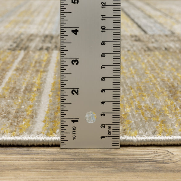 Homeroots 5' X 8' Beige Charcoal Brown Grey Tan Gold And Blue Geometric Power Loom Stain Resistant Area Rug With Fringe Beige,Charcoal Other Material 510311