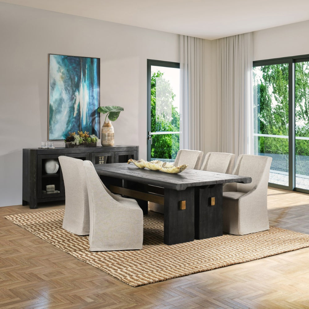 Classic Home Larson 96" Dining Table in Carbon Black - Rustic Reclaimed Pine, Modern Design for Stylish Spaces 51031246
