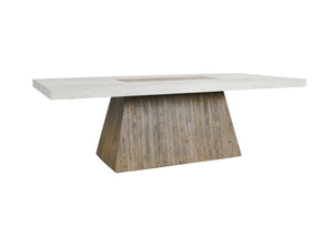 Classic Home Grange 94" Dining Table with Natural Wood Finish and Antique White Base for Farmhouse Charm 51031288