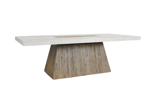 Classic Home Grange 94" Dining Table with Natural Wood Finish and Antique White Base for Farmhouse Charm 51031288