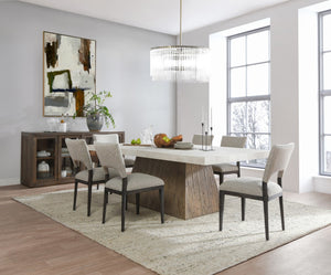 Classic Home Grange 94" Dining Table with Natural Wood Finish and Antique White Base for Farmhouse Charm 51031288