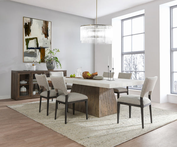 Classic Home Grange 94" Dining Table with Natural Wood Finish and Antique White Base for Farmhouse Charm 51031288