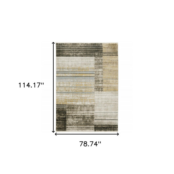 HomeRoots 8' Geometric Power Loom Runner Rug - Stylish Durable Design for High-Traffic Areas and Entryways 7' X 10' 510312