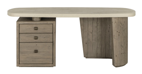 Classic Home Angus Desk Rustic Antique White and Gray Finish, Durable Laminate with Reclaimed Pine Accents 51031336