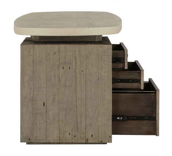 Classic Home Angus Desk Rustic Antique White and Gray Finish, Durable Laminate with Reclaimed Pine Accents 51031336