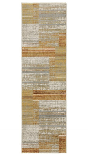 HomeRoots 8' Geometric Power Loom Runner Rug - Stylish Durable Design for High-Traffic Areas and Entryways Rust/ Gold 2'3" x 7'6" 510315