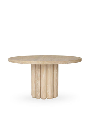 Classic Home Tiber 55" Round Dining Table - Cream-Washed Oak Veneer for Modern Coastal Homes and Gatherings 51031713