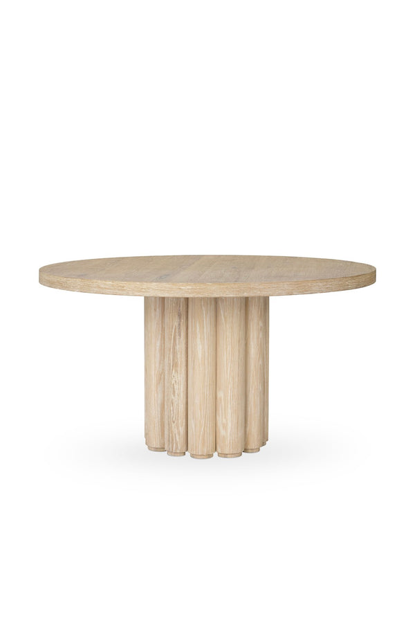 Classic Home Tiber 55" Round Dining Table - Cream-Washed Oak Veneer for Modern Coastal Homes and Gatherings 51031713