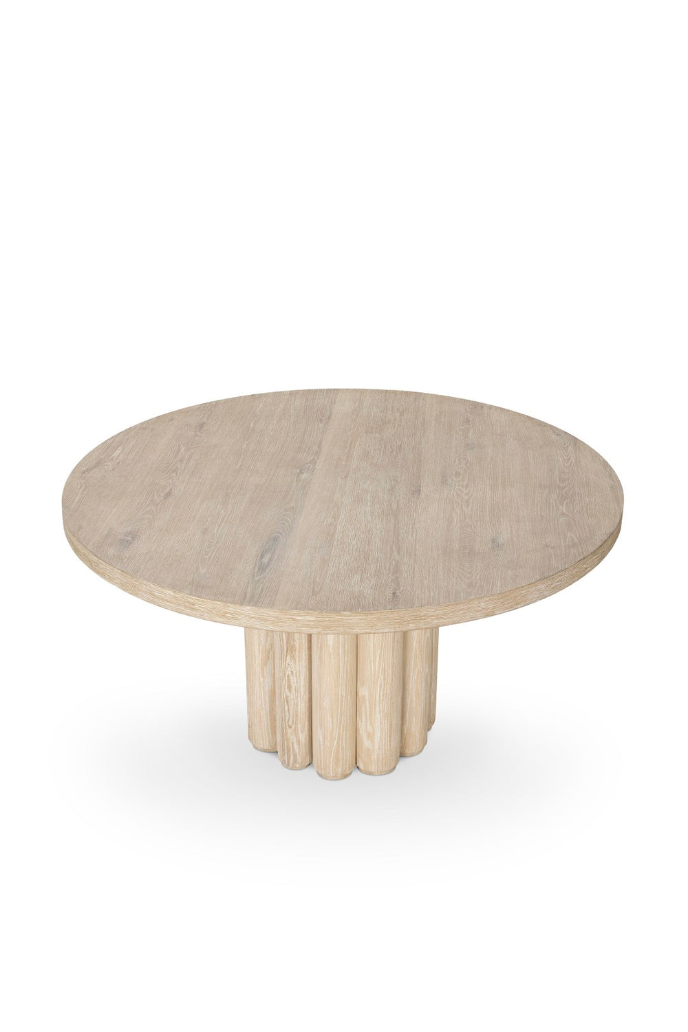 Classic Home Tiber 55" Round Dining Table - Cream-Washed Oak Veneer for Modern Coastal Homes and Gatherings 51031713
