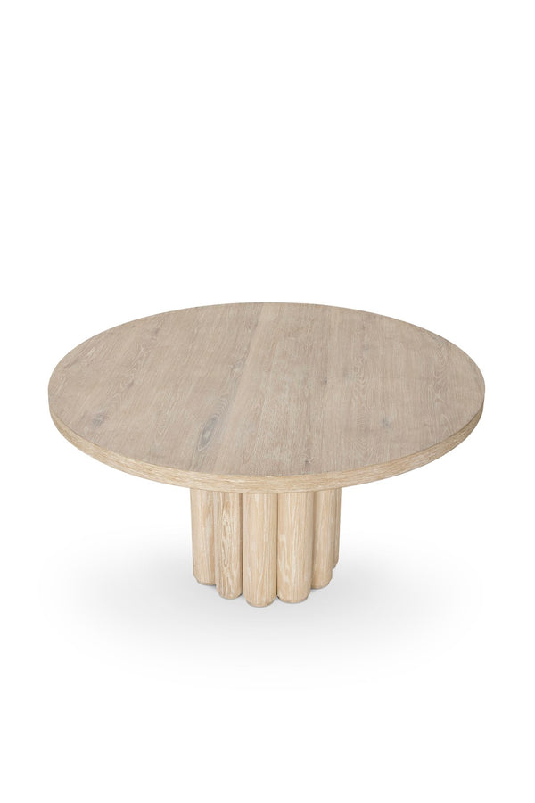 Classic Home Tiber 55" Round Dining Table - Cream-Washed Oak Veneer for Modern Coastal Homes and Gatherings 51031713