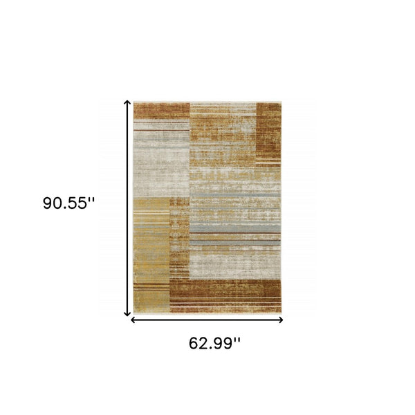 HomeRoots 8' Geometric Power Loom Runner Rug - Stylish Durable Design for High-Traffic Areas and Entryways 5' X 8' 510317