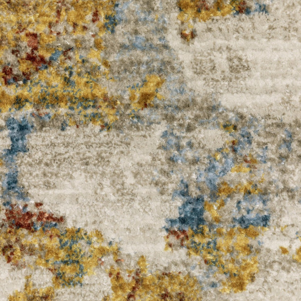 HomeRoots 8' Abstract Power Loom Runner Rug in Beige, Grey, Gold, and Teal - Stylish, Durable, Eco-Friendly Design 2'3" x 7'6" 510327