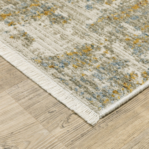 HomeRoots 8' Abstract Power Loom Runner Rug in Beige, Grey, Gold, and Teal - Stylish, Durable, Eco-Friendly Design 7' X 10' 510330