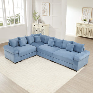 English Elm Oversized Modular Sectional Couch For Ultimate Comfort, Ergonomic Design, 13 Pillows, Easy Assembly, Blue W714S01358-GIGA