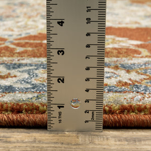 Homeroots 2' X 8' Rust Beige Teal Blue And Gold Oriental Power Loom Stain Resistant Runner Rug Rust,Beige Polypropylene 510350