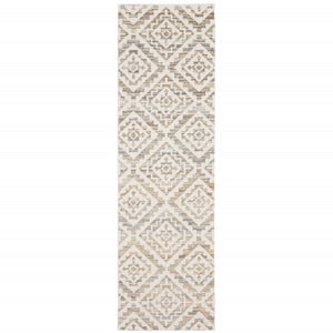 HomeRoots 10' Softly Hued Geometric Area Rug - Stain Resistant, Durable Design for Modern Living Spaces 2'3" x 7'6" 510356