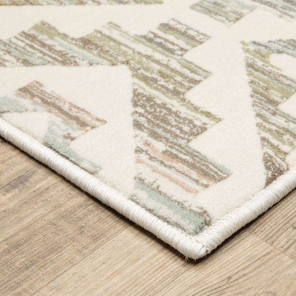 HomeRoots 10' Softly Hued Geometric Area Rug - Stain Resistant, Durable Design for Modern Living Spaces 2'3" x 7'6" 510356