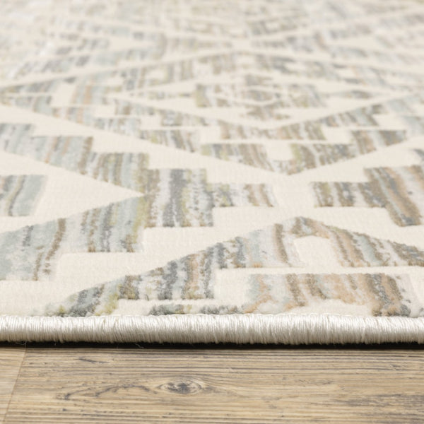 HomeRoots 10' Softly Hued Geometric Area Rug - Stain Resistant, Durable Design for Modern Living Spaces 2'3" x 7'6" 510356