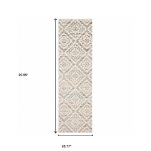 HomeRoots 10' Softly Hued Geometric Area Rug - Stain Resistant, Durable Design for Modern Living Spaces 2'3" x 7'6" 510356