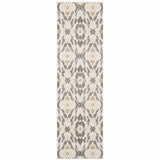 Homeroots 2' X 8' Ivory Pink And Sage Geometric Power Loom Stain Resistant Runner Rug  Polypropylene 510359