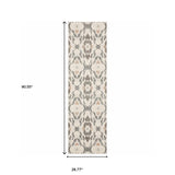 Homeroots 2' X 8' Ivory Pink And Sage Geometric Power Loom Stain Resistant Runner Rug  Polypropylene 510359