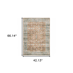 HomeRoots 4' Blue and Ivory Oriental Area Rug - Timeless Elegance with Non-Skid Backing for Busy Homes 4' X 6' 510378