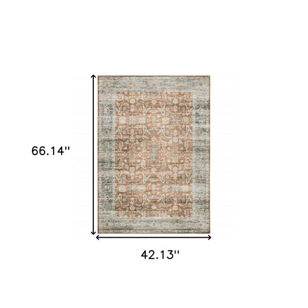 HomeRoots 4' Blue and Ivory Oriental Area Rug - Timeless Elegance with Non-Skid Backing for Busy Homes 4' X 6' 510378