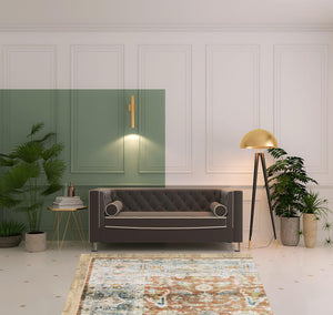 Homeroots 5' X 7' Rust Blue Ivory And Gold Oriental Printed Stain Resistant Non Skid Area Rug Rust,Blue Polyester 510379