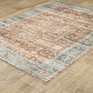 Homeroots 7' X 10' Blue And Ivory Oriental Non Skid Area Rug Rust,Blue Polyester 510380