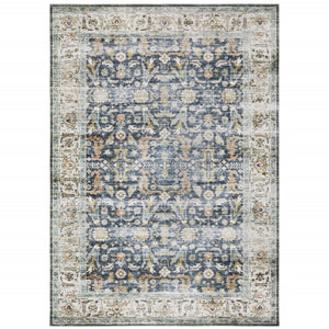 HomeRoots 4' Blue and Ivory Oriental Area Rug - Timeless Elegance with Non-Skid Backing for Busy Homes 4' X 6' 510383