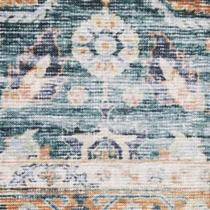 Homeroots 4' X 6' Blue And Beige Oriental Non Skid Area Rug Blue,Rust Polyester 510388