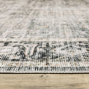 Homeroots 4' X 6' Gray And Ivory Oriental Non Skid Area Rug Charcoal,Grey Polyester 510393