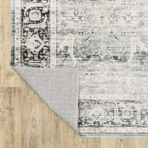 Homeroots 4' X 6' Gray And Ivory Oriental Non Skid Area Rug Charcoal,Grey Polyester 510393