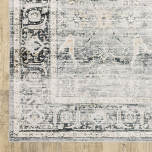 Homeroots 4' X 6' Gray And Ivory Oriental Non Skid Area Rug Charcoal,Grey Polyester 510393