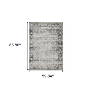 HomeRoots 4' Blue and Ivory Oriental Area Rug - Timeless Elegance with Non-Skid Backing for Busy Homes 5' X 7' 510394