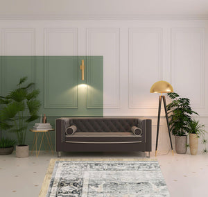 Homeroots 5' X 7' Charcoal Grey Salmon And Ivory Oriental Printed Stain Resistant Non Skid Area Rug Charcoal,Grey Polyester 510394