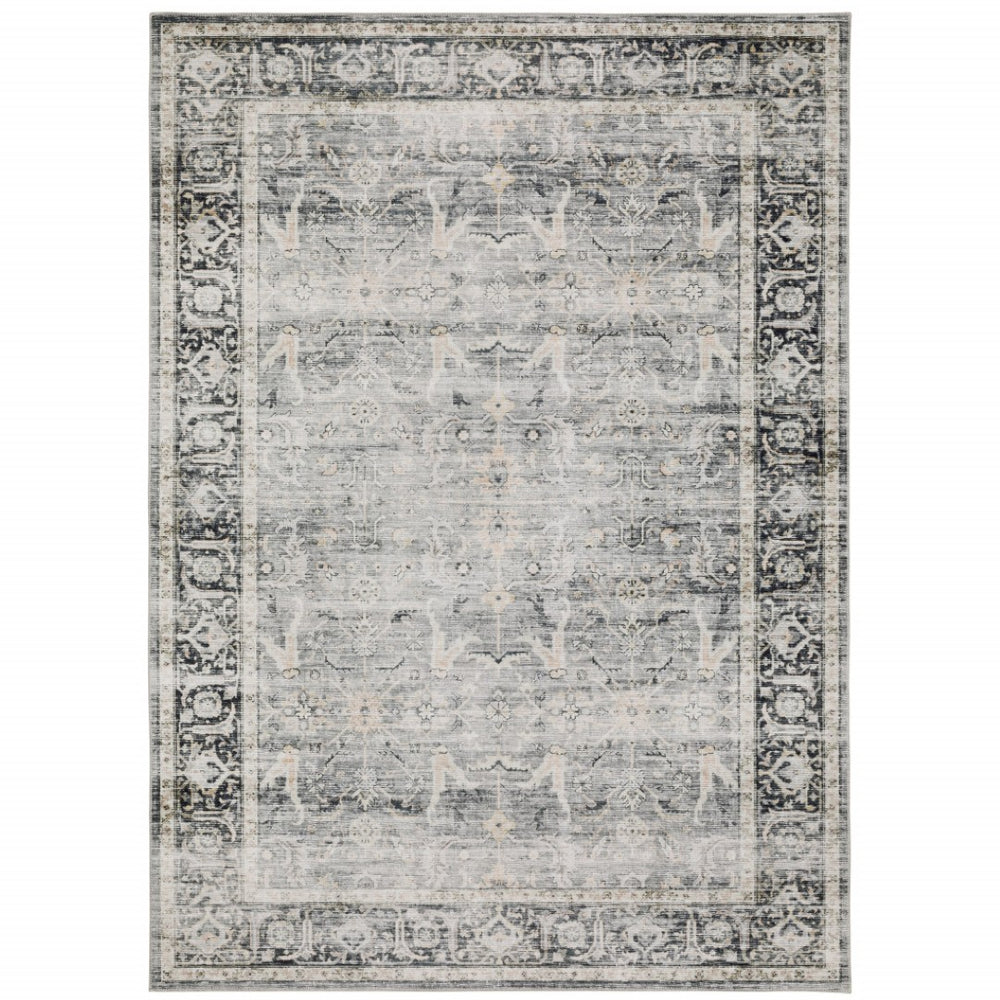 HomeRoots 4' Blue and Ivory Oriental Area Rug - Timeless Elegance with Non-Skid Backing for Busy Homes 7' X 10' 510395