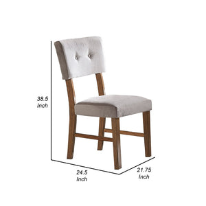 English Elm Leom Button Tufted Gray Polyester Dining Chair Set Mid Century Wood Frame B056P416904