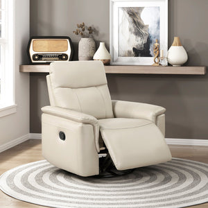 English Elm Luxury Premium Leather Recliner with 360° Swivel, Gentle Glide, High-Density Foam & Pocket Coils taupe 36 L x 30.5 W x 26 H B011P395827